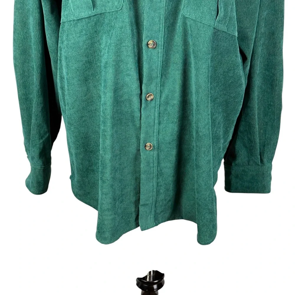&merci Mens Emerald Green Corduroy Button Down Utility Shirt Large MTP8875 - Picture 5 of 9